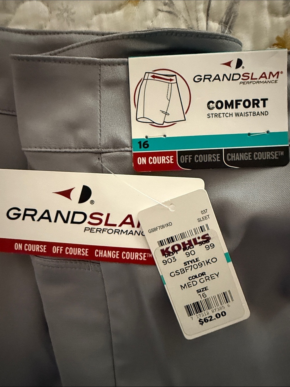 NWT Ladies GrandSlam performance Comfort Shorts w/ Stretch Waistband. Size 16.